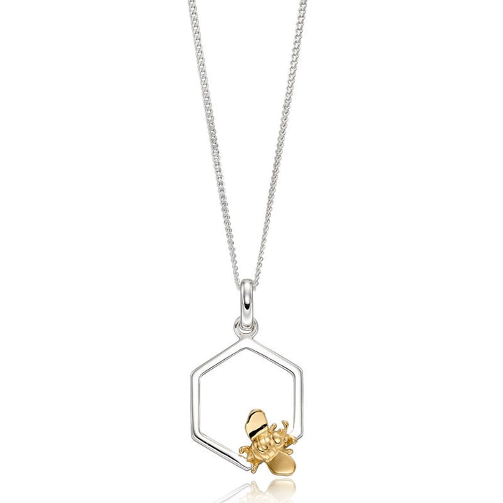 Silver & Gold Bee & Honeycomb Pendant