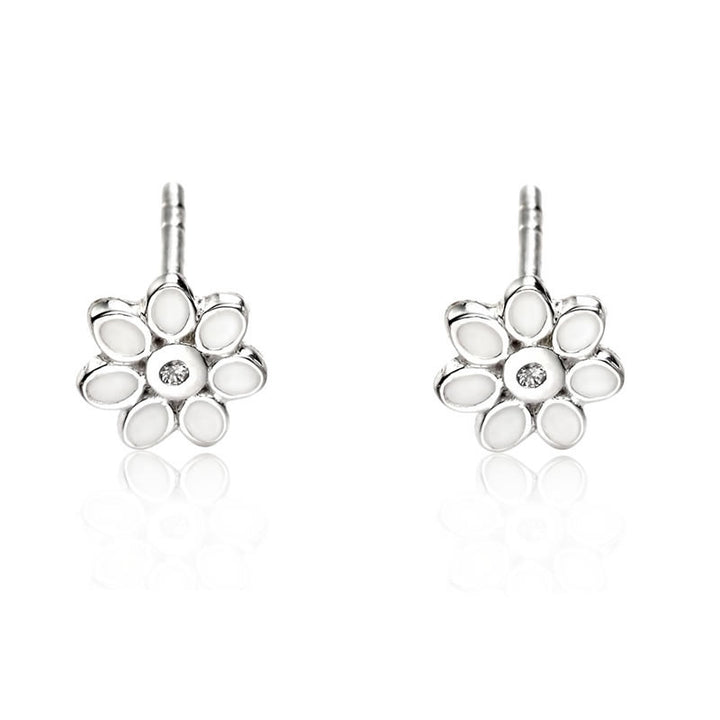 Children's Silver Diamond Flower Stud Earrings
