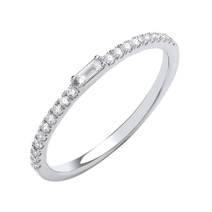 9ct White Gold Baguette Cut Diamond Slim Eternity Ring