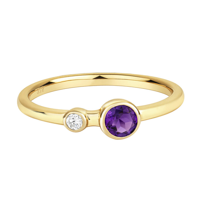 9ct Gold Amethyst & Diamond Orbit Ring