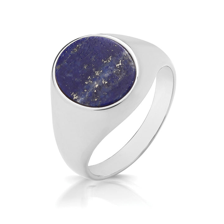 Men's Silver Lapis Lazuli Oval Signet Ring