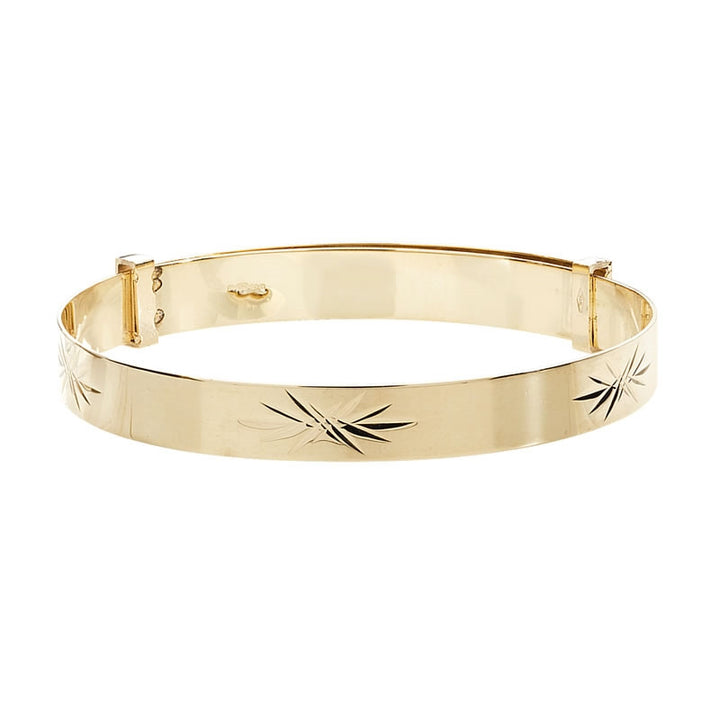 9ct Gold Diamond Cut Expander Baby Bangle
