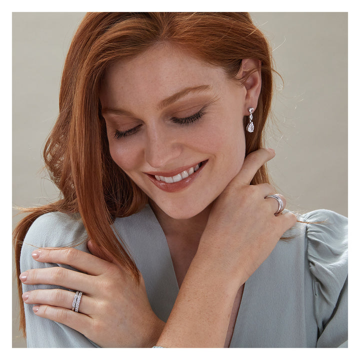 Luminous Silver Heart Teardrop Earrings