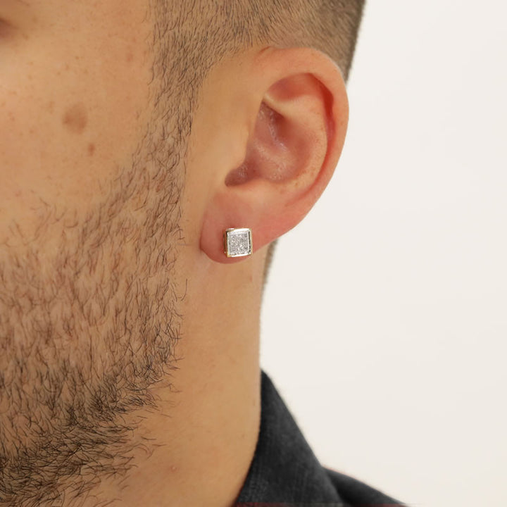 Men's 9ct Gold Diamond Square Stud Earring