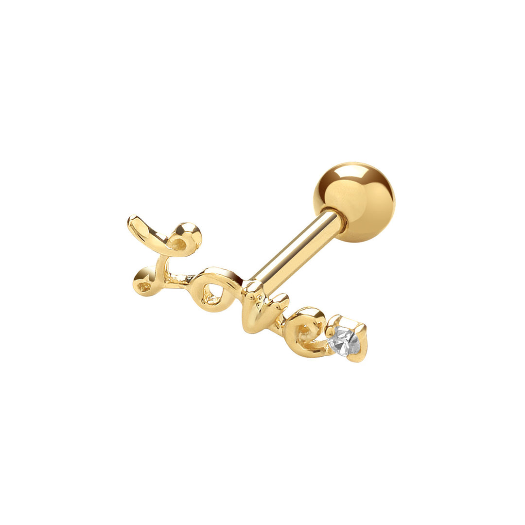 9ct Gold Love Cartilage Stud Earring