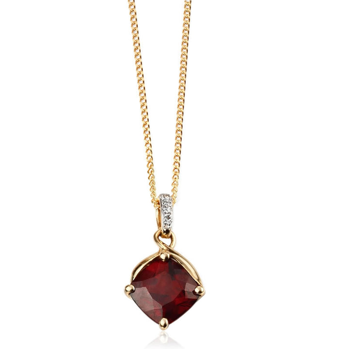 9ct Gold Garnet & Diamond Pendant