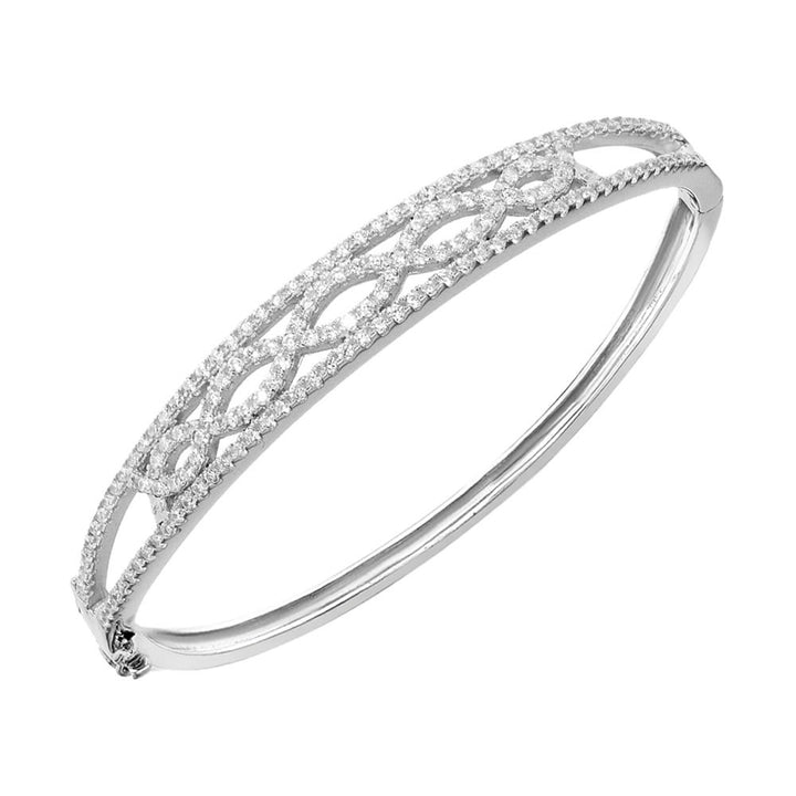 Sterling Silver Cubic Zirconia Elliptic Bangle