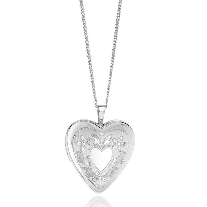 Sterling Silver Flower & Wings Heart Locket