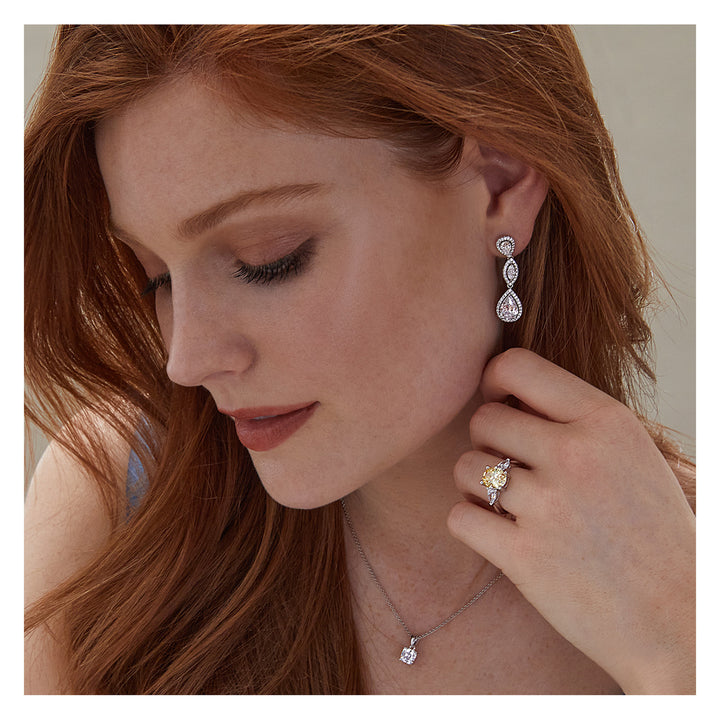 Luminous Silver Pear & Marquise Drop Earrings