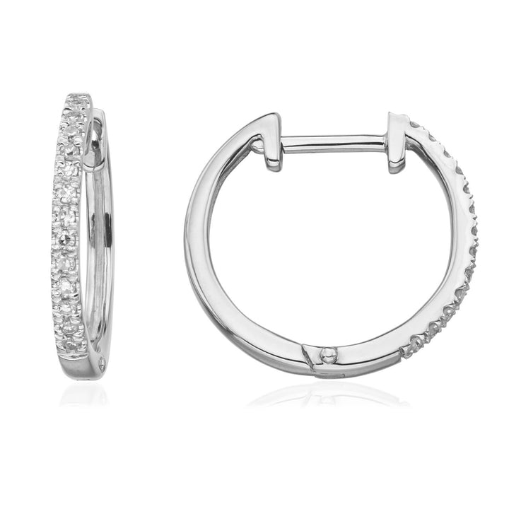 9ct White Gold Diamond Hoop Earrings