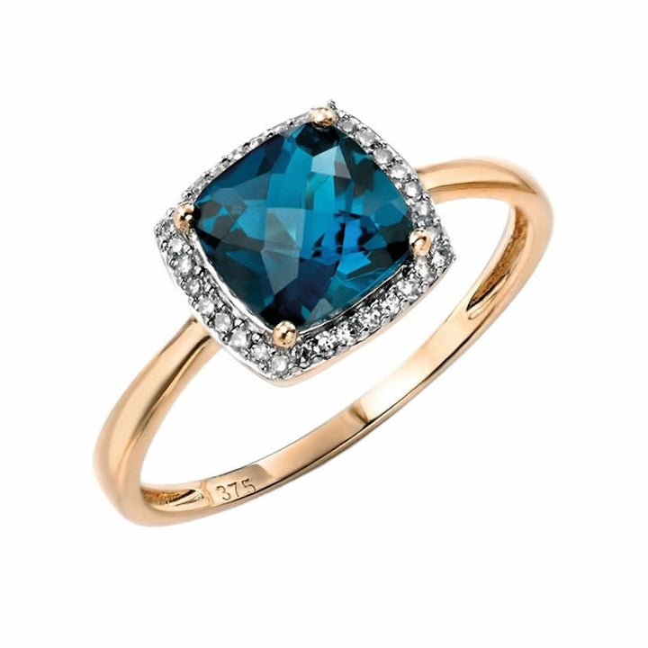 9ct Gold London Blue Topaz & Diamond Ring