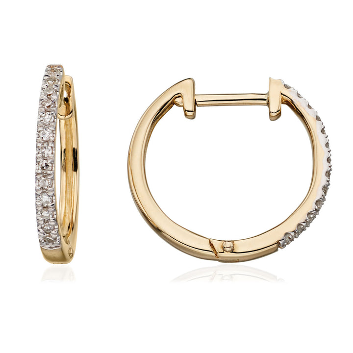 9ct Gold Diamond Hoop Earrings