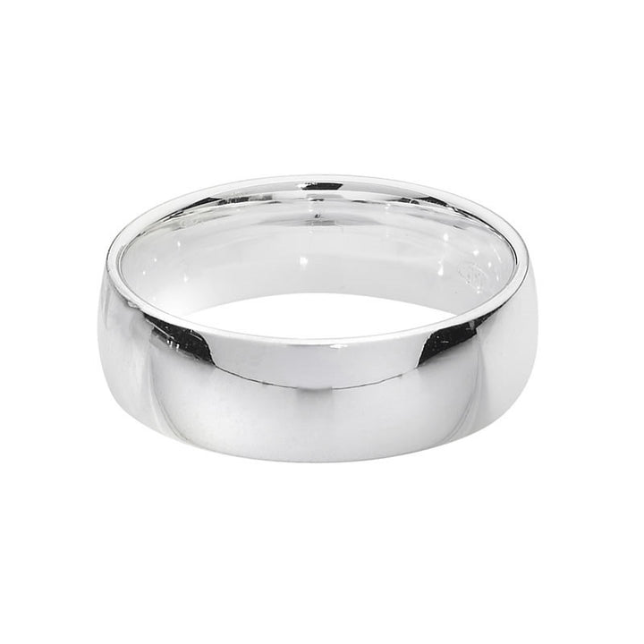 Sterling Silver Wedding Band Ring 6mm