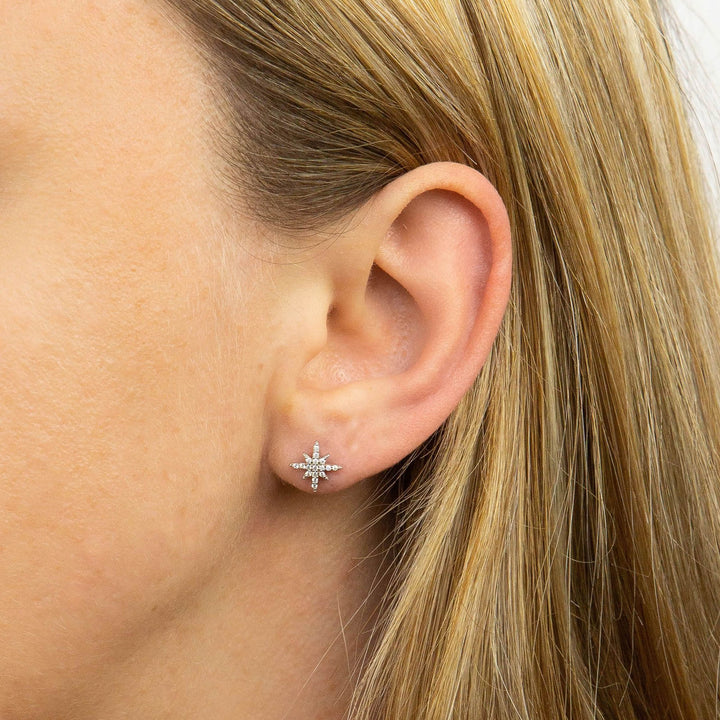 Sterling Silver Starburst Stud Earrings