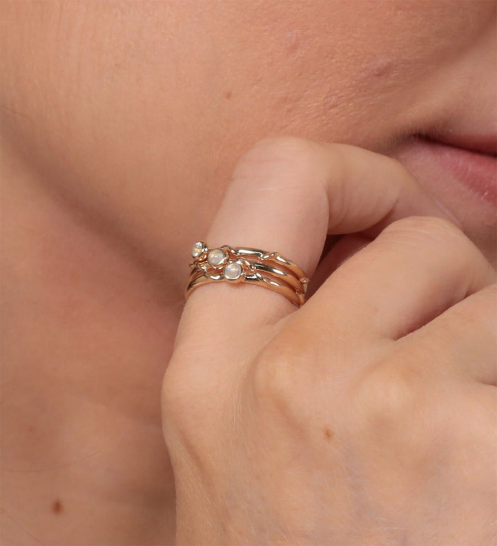 18ct Gold Plated Moonstone Stacking Ring Set