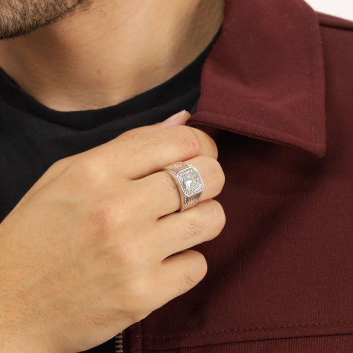 Men's Sterling Silver Leo Signet Ring