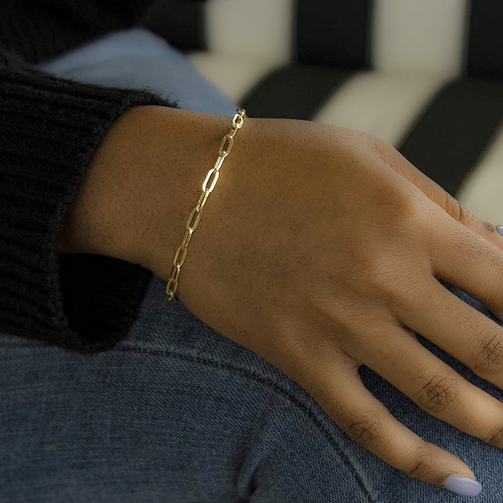 9ct Gold Paperclip Oval Chain Link Bracelet