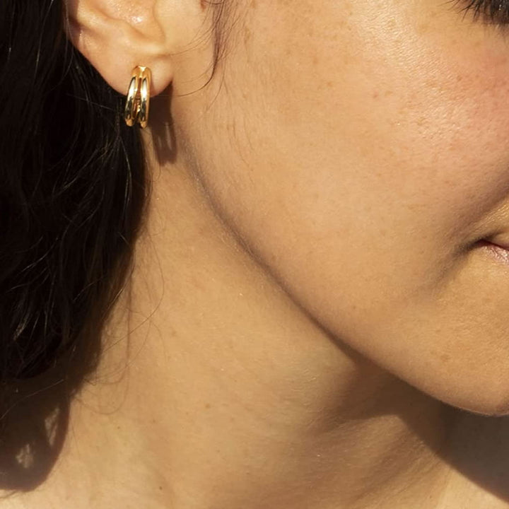 9ct Gold Illusion Double Hoop Earrings