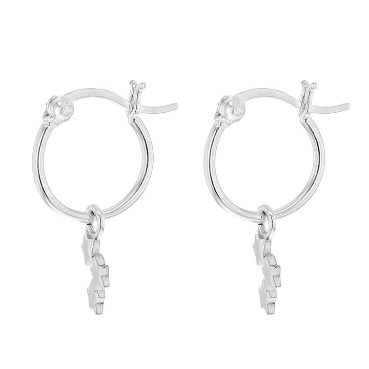 Silver Cascading Star Charm Hoop Earrings