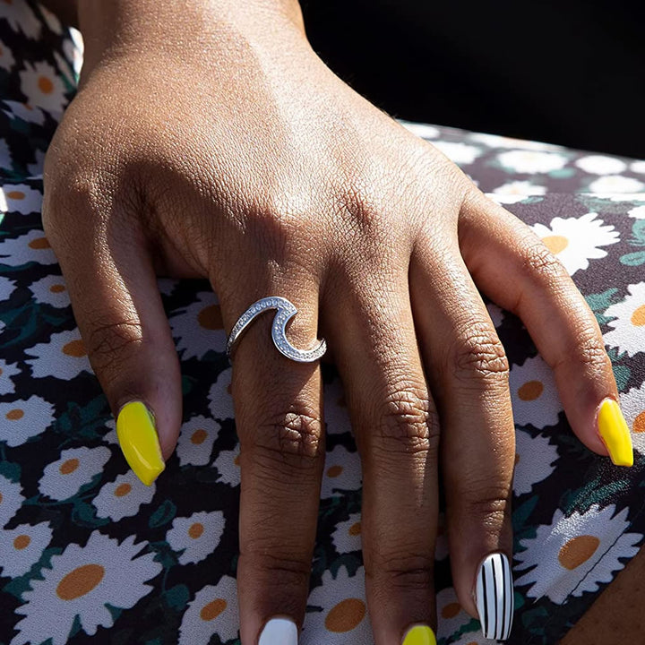 Sterling Silver Cubic Zirconia Wave Ring