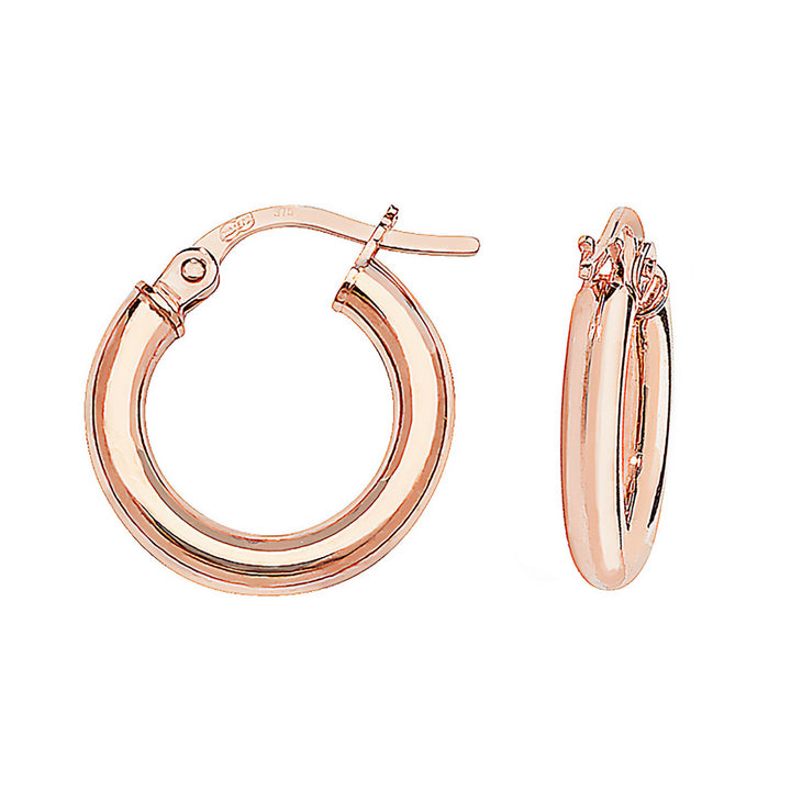 9ct Rose Gold Small Classic Hoop Earrings 10mm