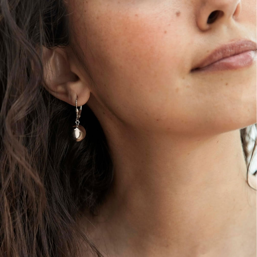 Silver 10mm Ball Leverback Earrings