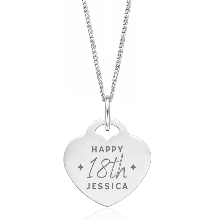 Silver Personalised 18th Birthday Heart Pendant