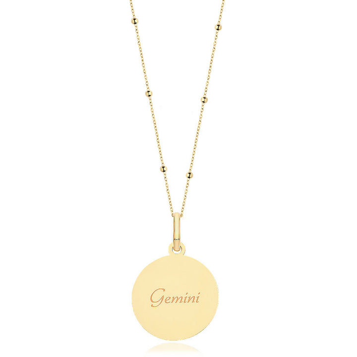 9ct Gold Gemini Zodiac Constellation Disc Necklace