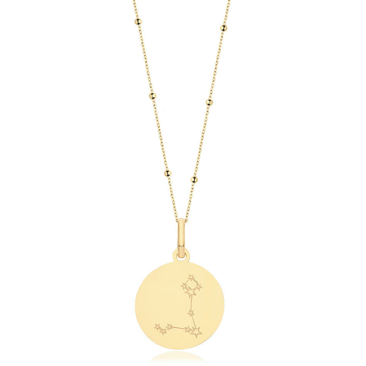 9ct Gold Pisces Zodiac Constellation Disc Necklace