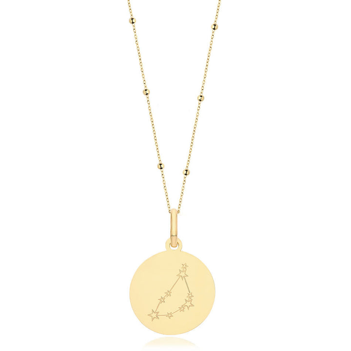 9ct Gold Capricorn Zodiac Constellation Disc Necklace