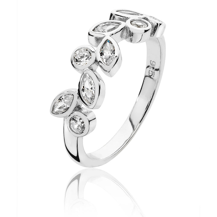 Silver Cubic Zirconia Leaf Band Ring
