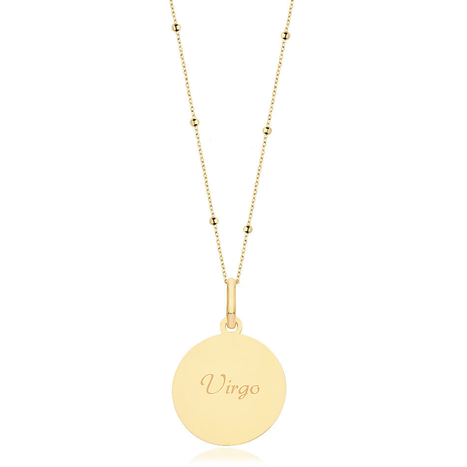 9ct Gold Virgo Zodiac Constellation Disc Necklace
