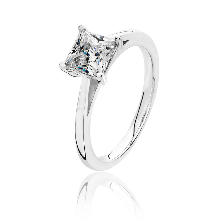 Luminous Silver Princess-Cut Solitaire Ring