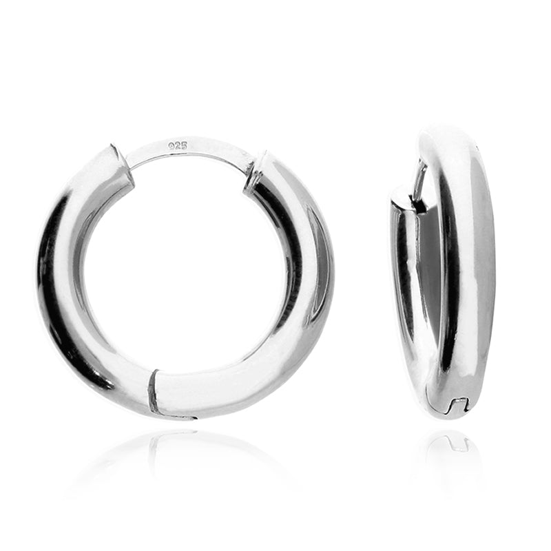 Silver Thick Hinged Hoop Earrings 20mm