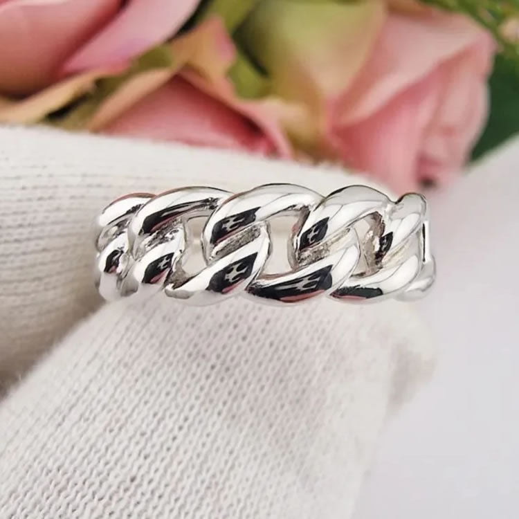 Sterling Silver Solid Chain Link Ring