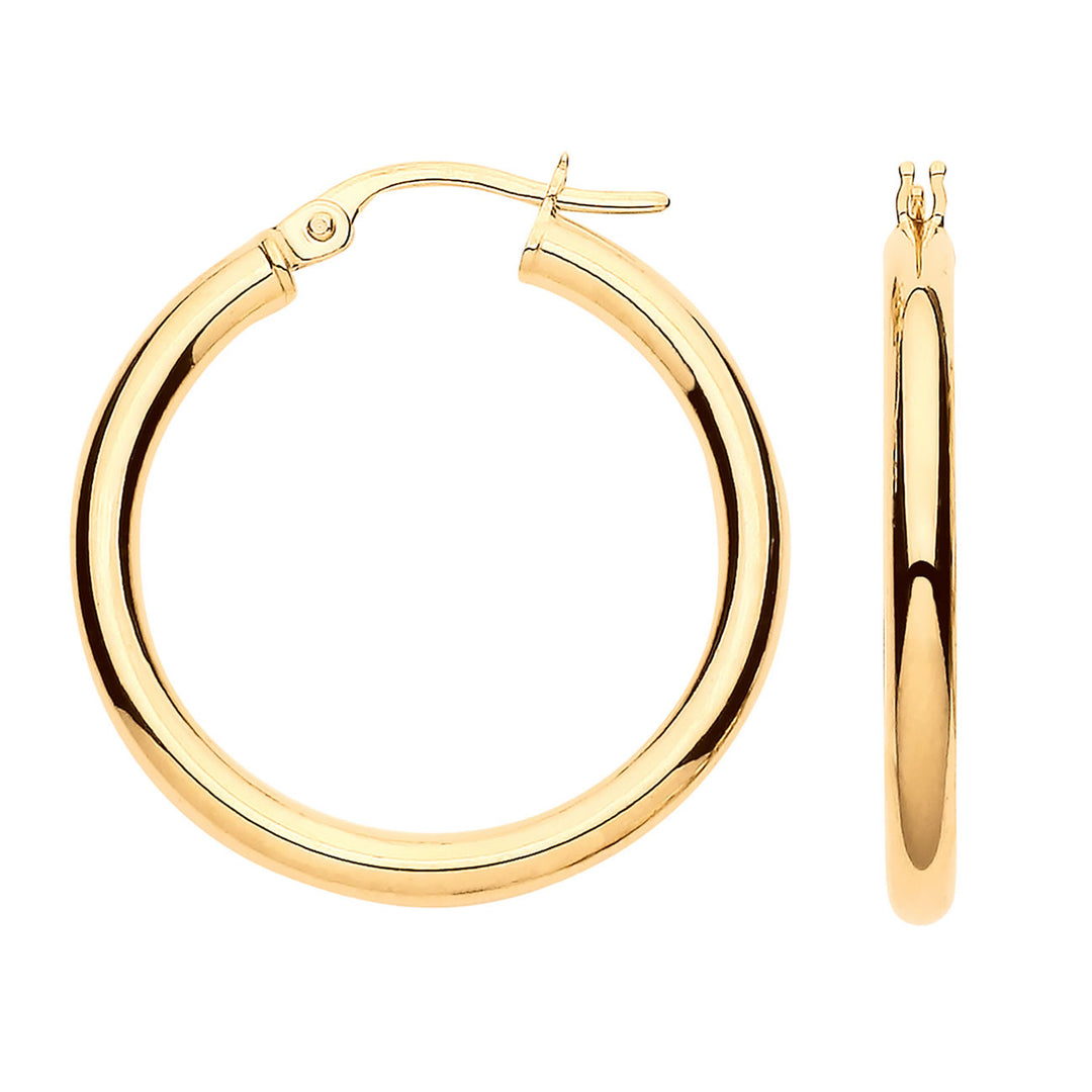 9ct Gold Classic Hoop Earrings 25mm