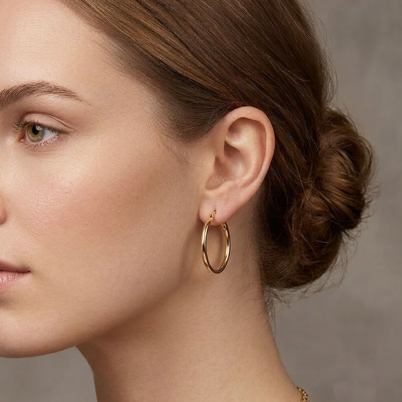 9ct Gold Classic Hoop Earrings 25mm