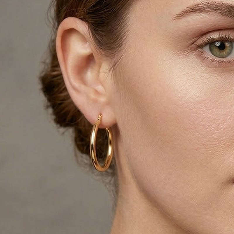 9ct Gold Classic Hoop Earrings 25mm