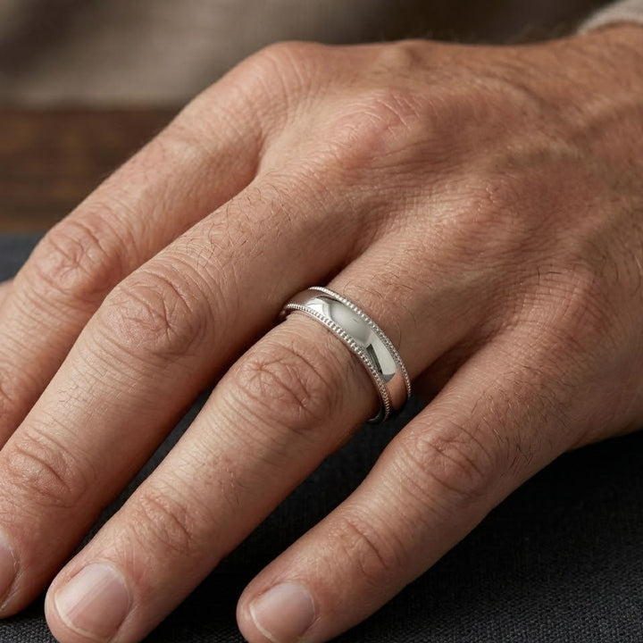 Silver Milgrain Wedding Band Ring 5mm