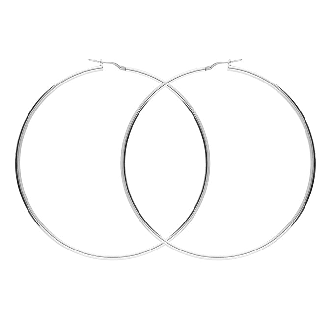 Sterling Silver Large Hoop Earrings 70mm