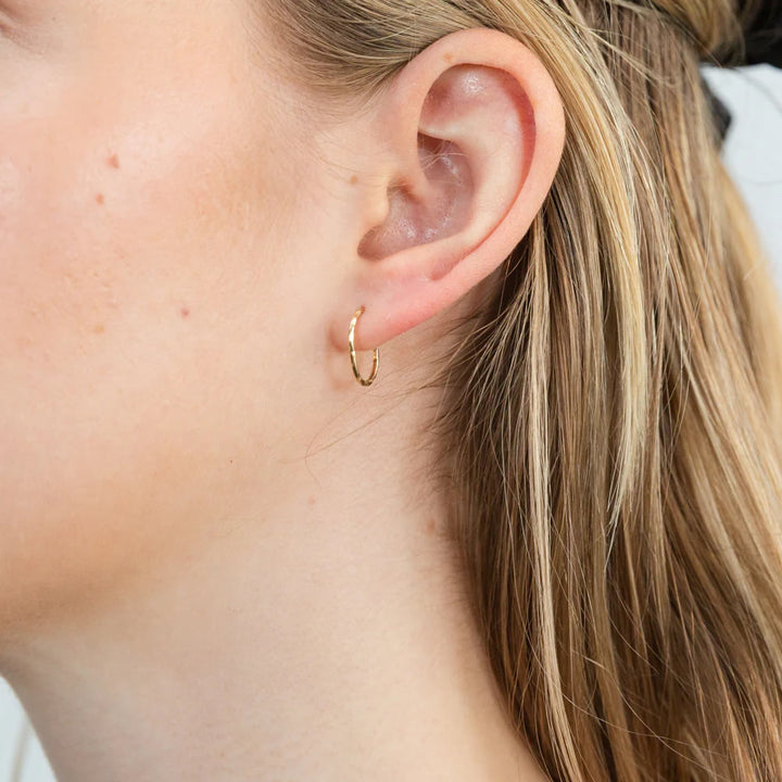 9ct Gold 14mm Textured Hinged Hoop Earrings