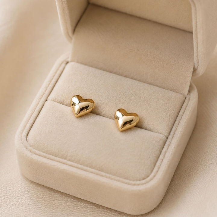 9ct Gold Heart Stud Earrings
