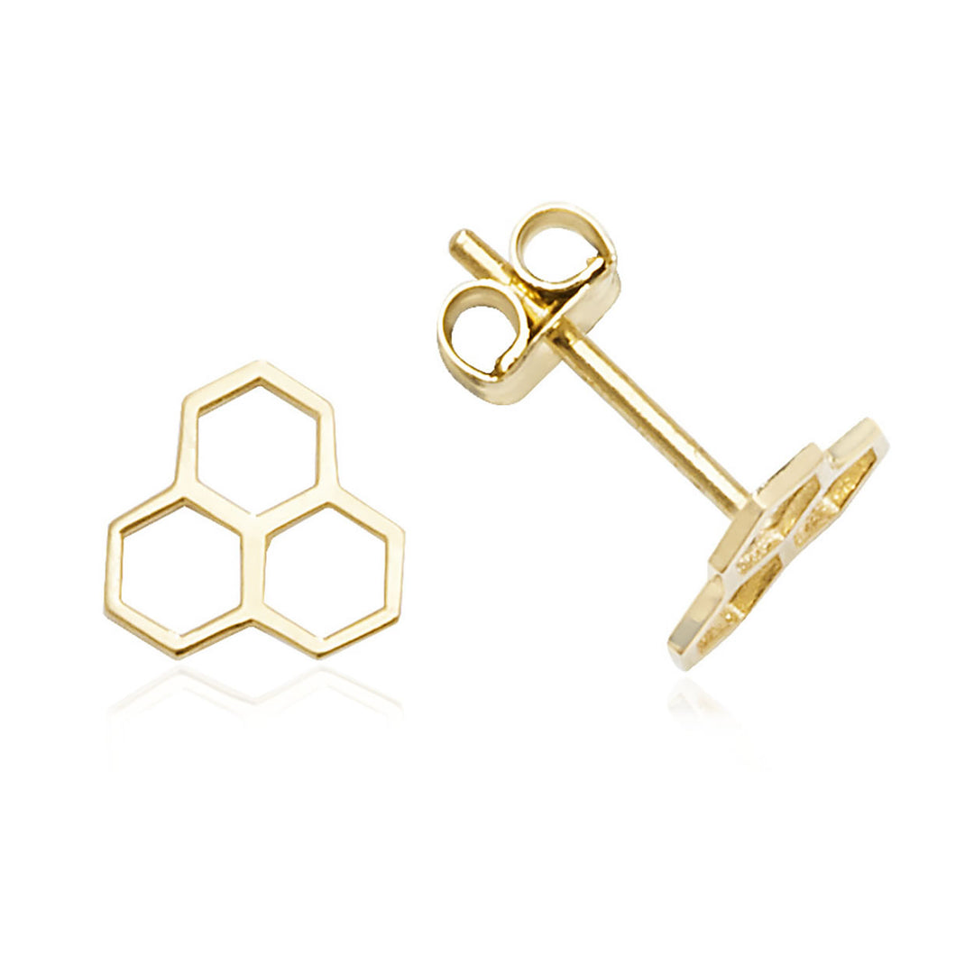 9ct Gold Honeycomb Stud Earrings