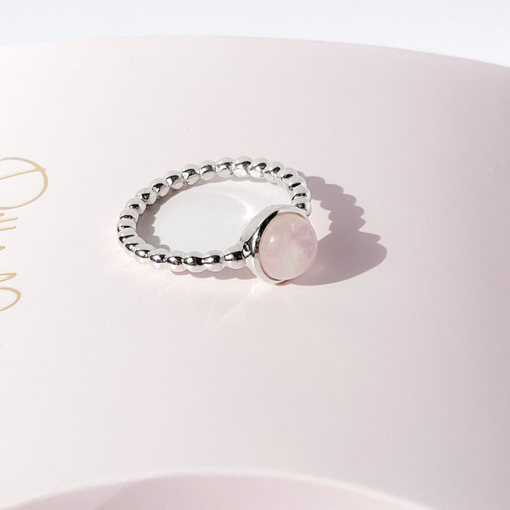 Sterling Silver Rose Quartz Bobble Ring