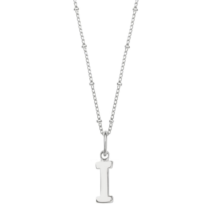 Sterling Silver Initial I Pendant & Bead Chain
