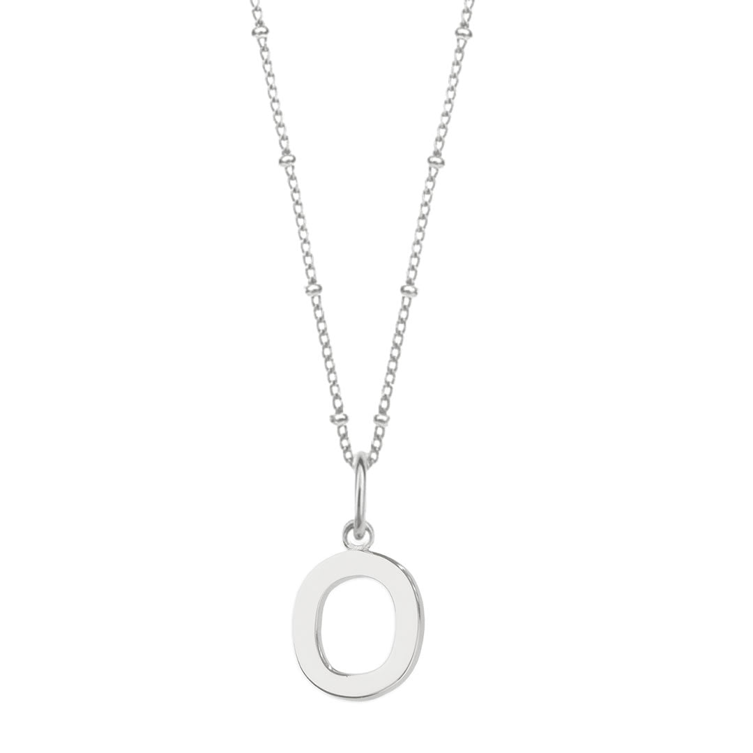Sterling Silver Initial O Pendant & Bead Chain