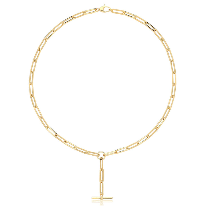 9ct Gold Paperclip T-bar Necklace