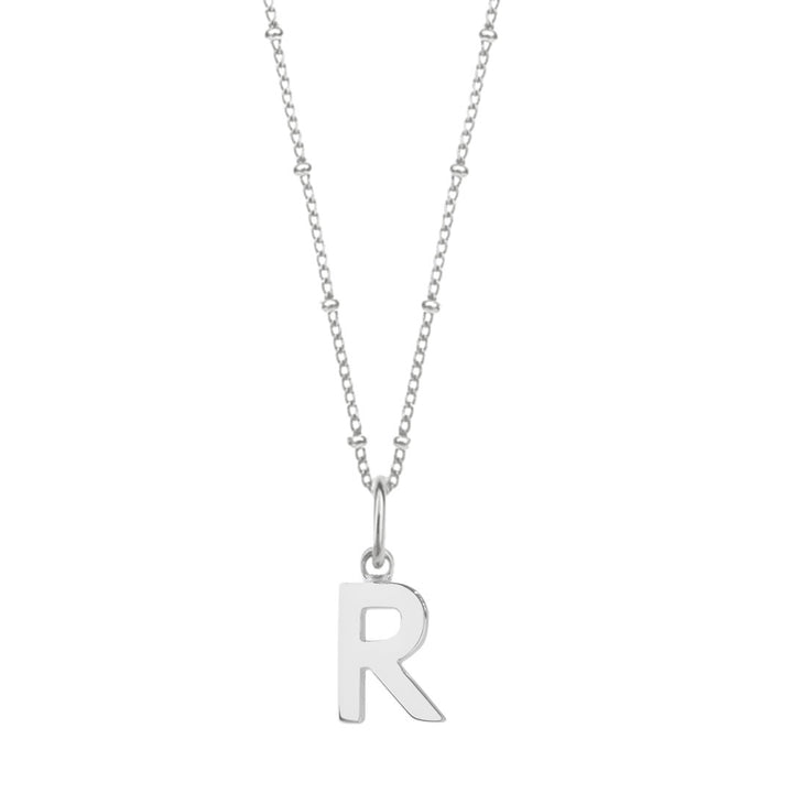 Sterling Silver Initial R Pendant & Bead Chain