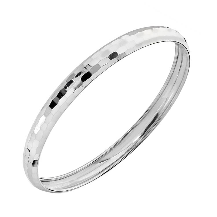 Sterling Silver Faceted Round Bangle