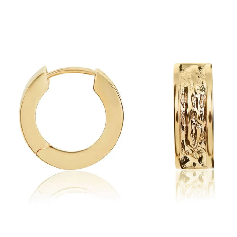 9ct Gold Textured Huggie Hoop Earrings